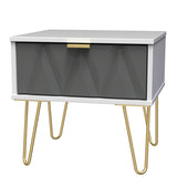 Diamond 1 Drawer Bedside Cabinet with Gold Hairpin Legs - Welcome Furniture