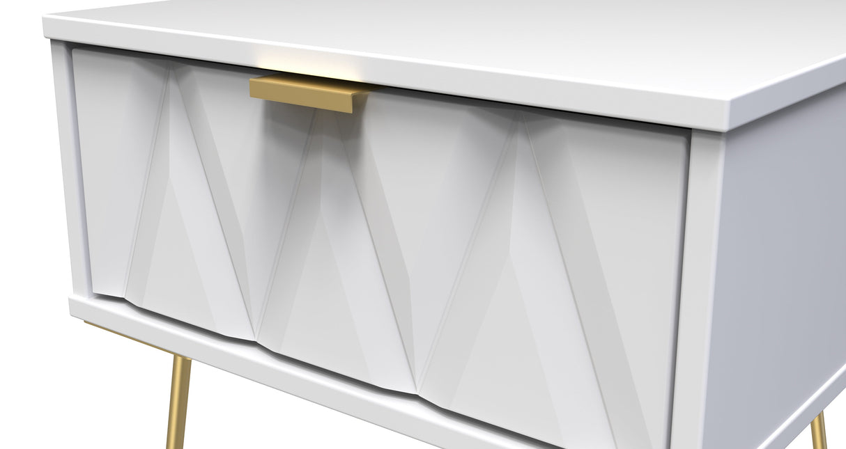 Diamond 1 Drawer Bedside Cabinet with Gold Hairpin Legs - Welcome Furniture