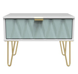 Diamond 1 Drawer Midi Chest with Gold Hairpin Legs - Welcome Furniture