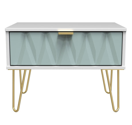 Diamond 1 Drawer Midi Chest with Gold Hairpin Legs - Welcome Furniture