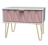 Diamond 1 Drawer Midi Chest with Gold Hairpin Legs - Welcome Furniture