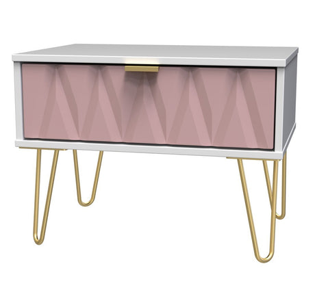 Diamond 1 Drawer Midi Chest with Gold Hairpin Legs - Welcome Furniture