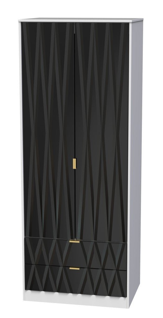 Diamond 2 Door 2 Drawer Wardrobe - Welcome Furniture