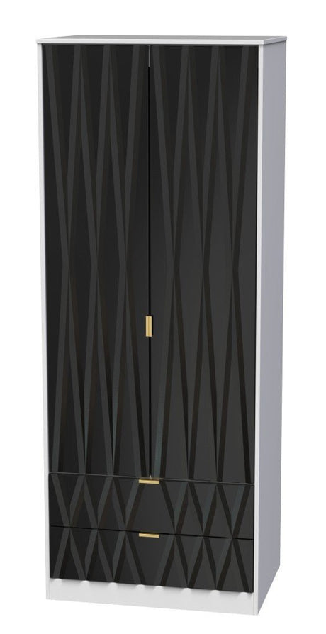 Diamond 2 Door 2 Drawer Wardrobe - Welcome Furniture
