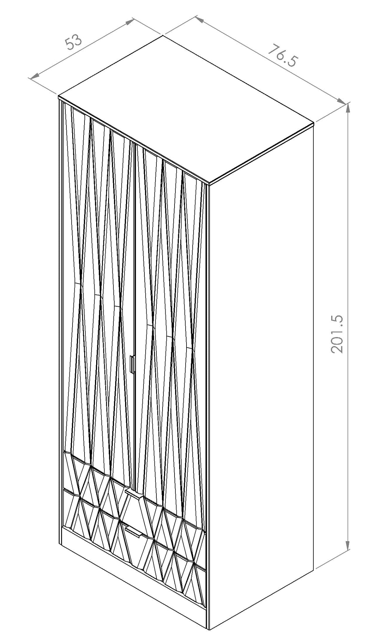 Diamond 2 Door 2 Drawer Wardrobe - Welcome Furniture