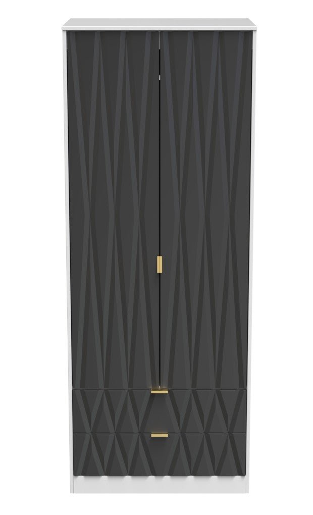 Diamond 2 Door 2 Drawer Wardrobe - Welcome Furniture