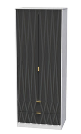 Diamond 2 Door 2 Drawer Wardrobe - Welcome Furniture