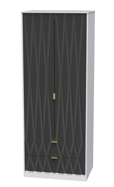 Diamond 2 Door 2 Drawer Wardrobe - Welcome Furniture