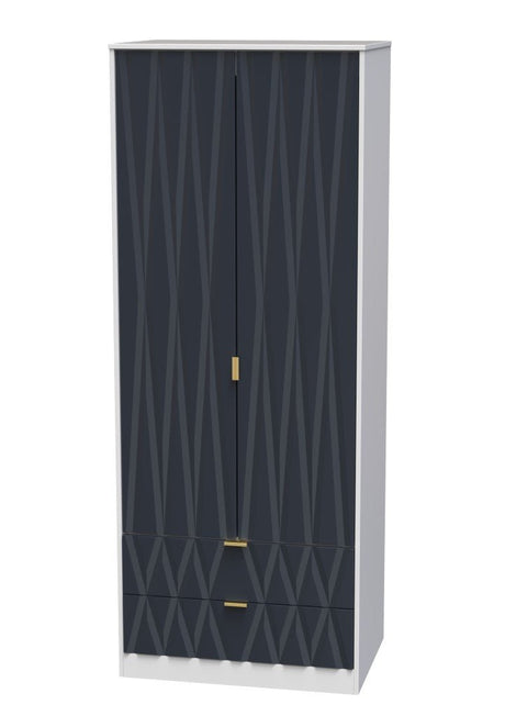 Diamond 2 Door 2 Drawer Wardrobe - Welcome Furniture