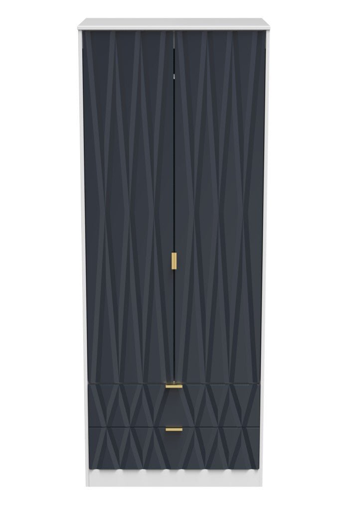 Diamond 2 Door 2 Drawer Wardrobe - Welcome Furniture