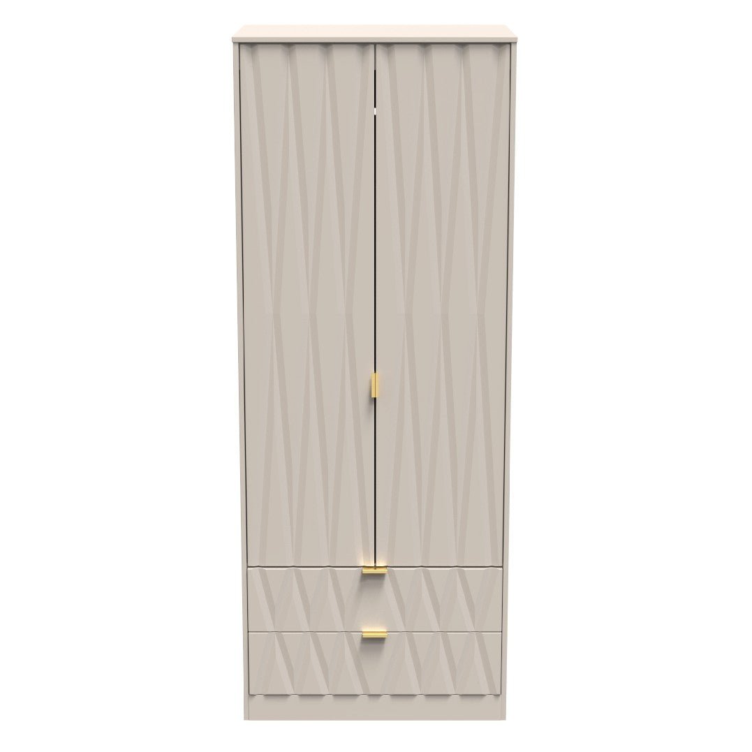 Diamond 2 Door 2 Drawer Wardrobe - Welcome Furniture