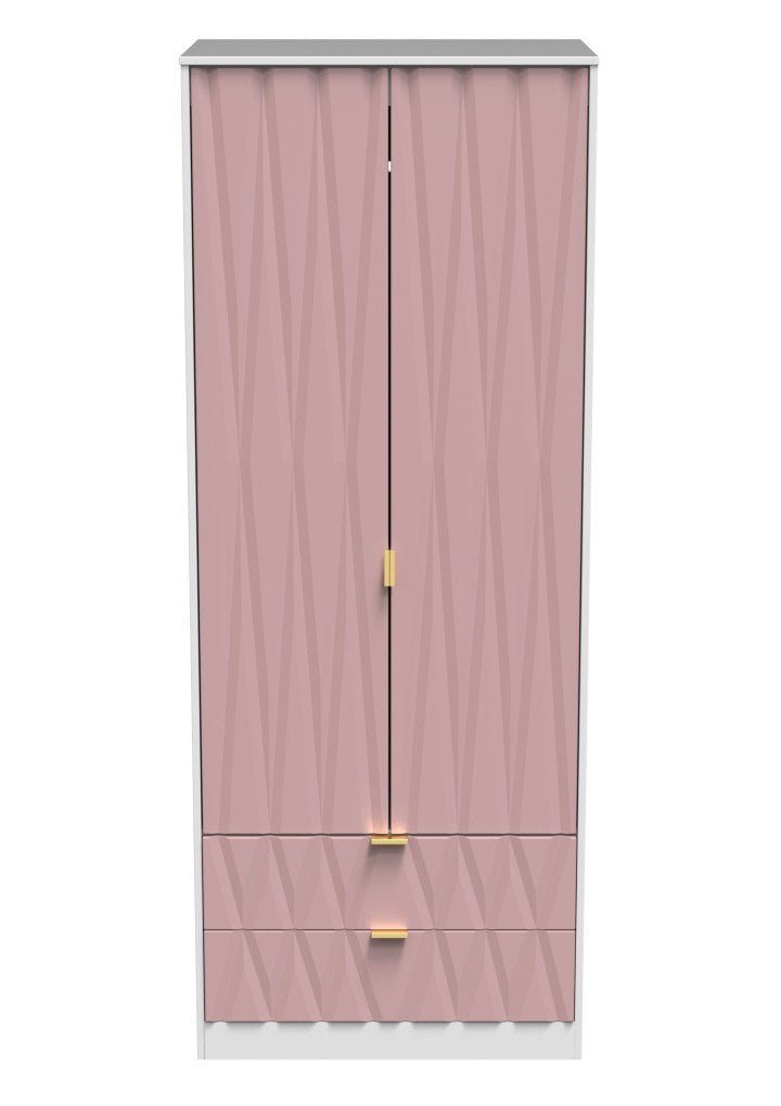 Diamond 2 Door 2 Drawer Wardrobe - Welcome Furniture