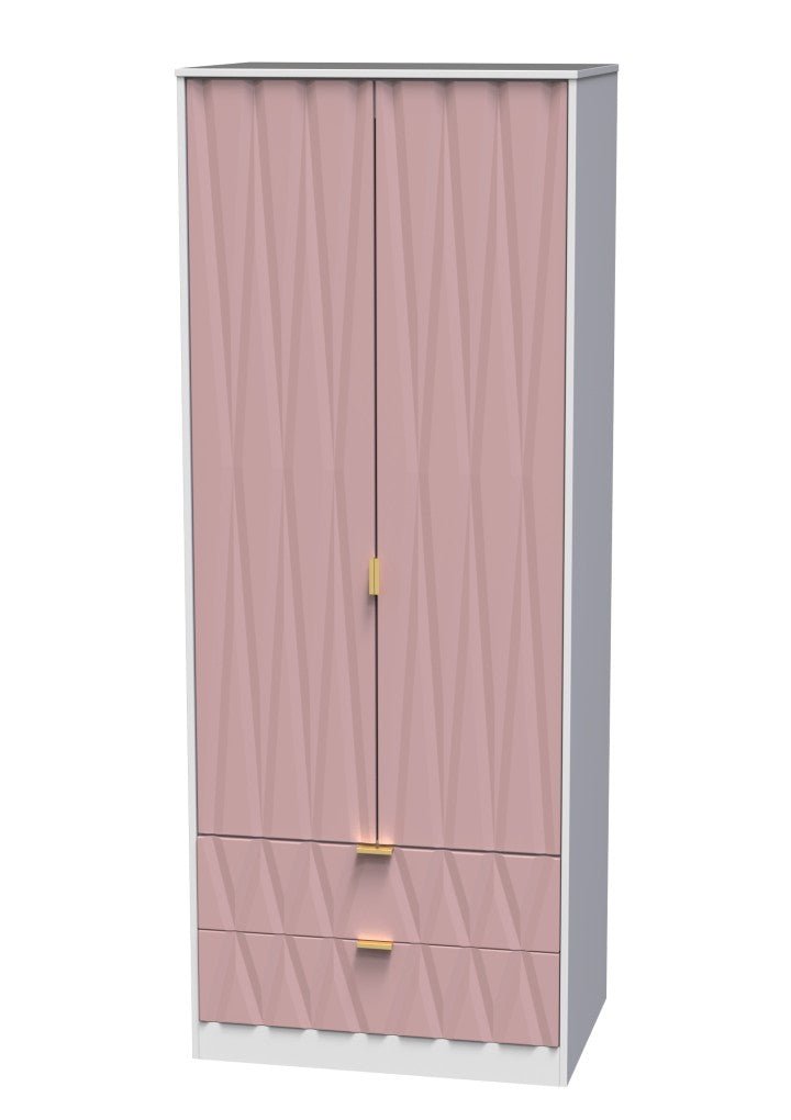 Diamond 2 Door 2 Drawer Wardrobe - Welcome Furniture