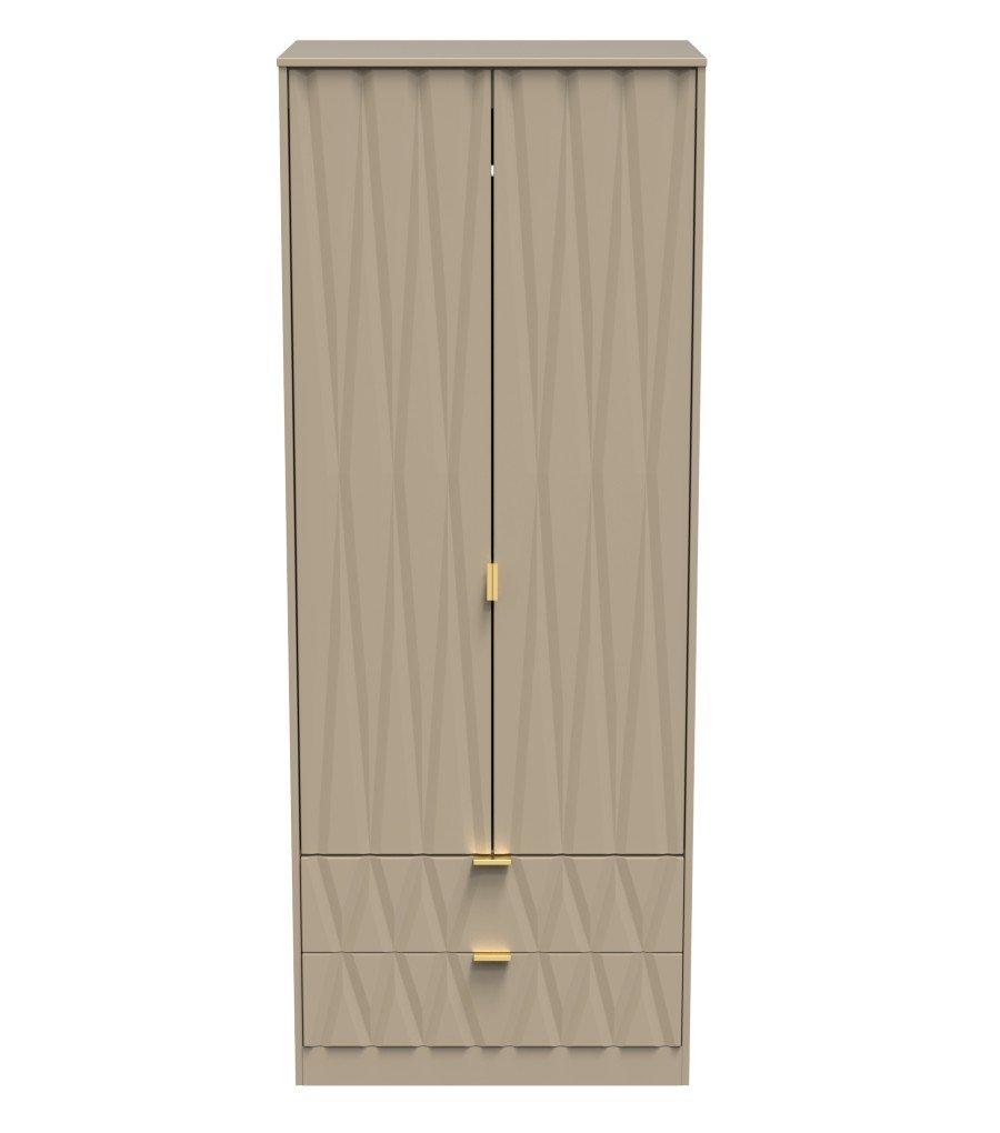 Diamond 2 Door 2 Drawer Wardrobe - Welcome Furniture