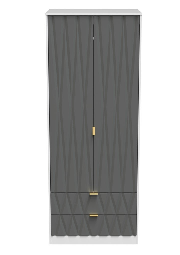 Diamond 2 Door 2 Drawer Wardrobe - Welcome Furniture