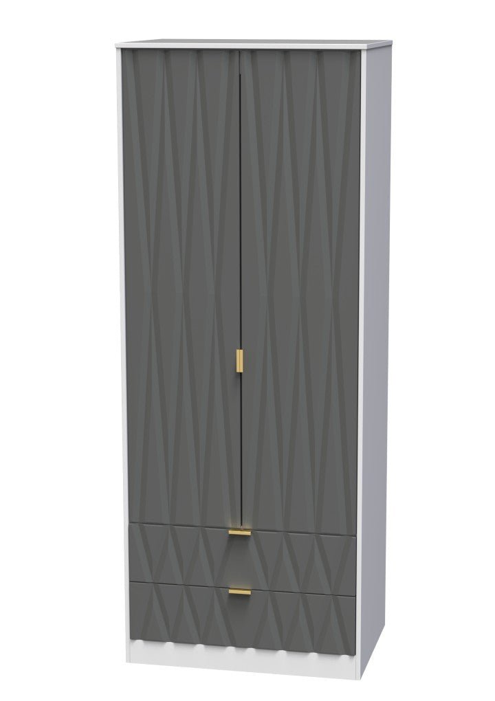 Diamond 2 Door 2 Drawer Wardrobe - Welcome Furniture