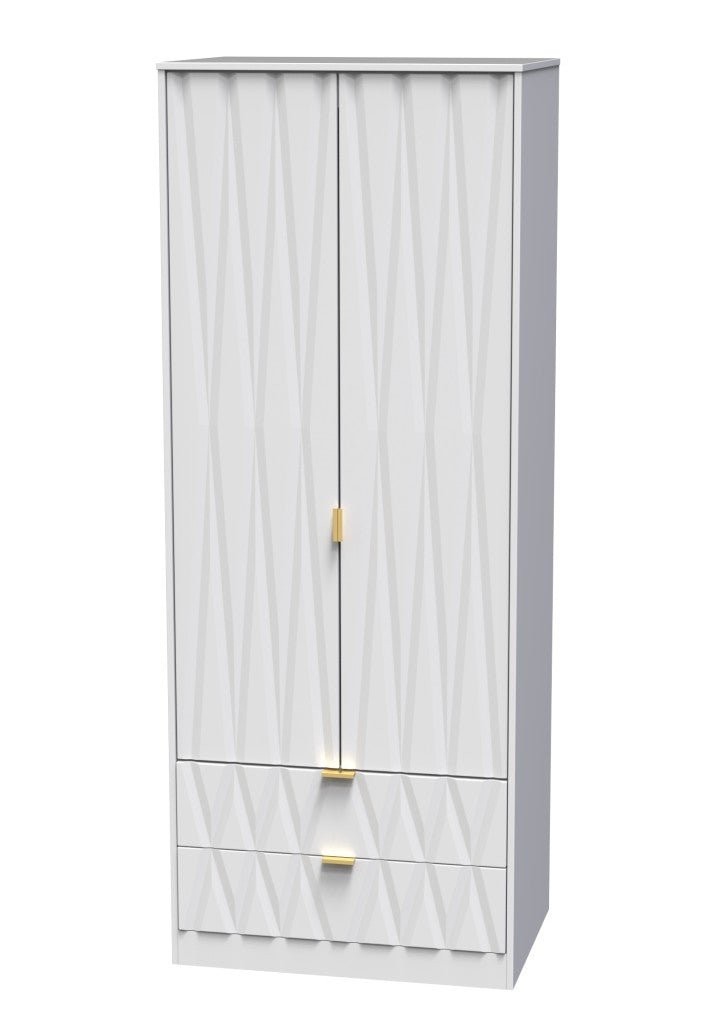 Diamond 2 Door 2 Drawer Wardrobe - Welcome Furniture