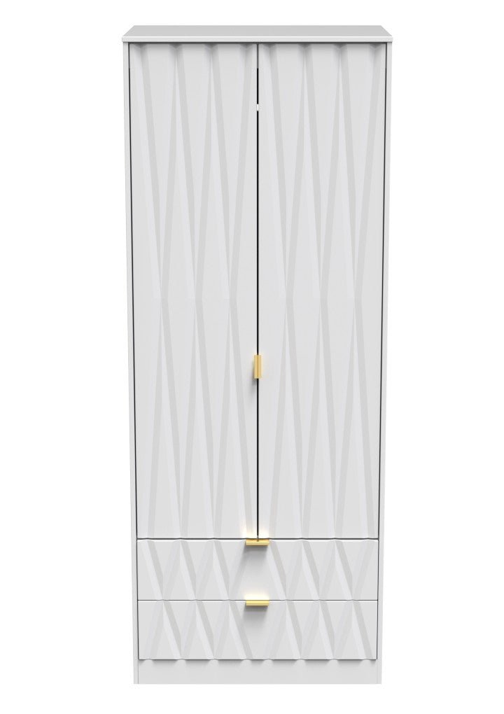 Diamond 2 Door 2 Drawer Wardrobe - Welcome Furniture