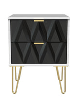 Diamond 2 Drawer Bedside Cabinet with Hairpin Legs - Welcome Furniture