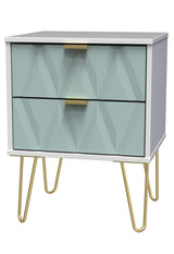 Diamond 2 Drawer Bedside Cabinet with Hairpin Legs - Welcome Furniture