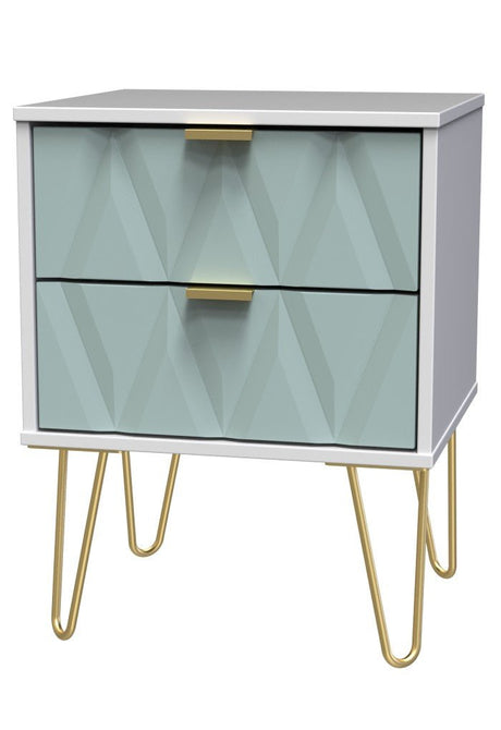 Diamond 2 Drawer Bedside Cabinet with Hairpin Legs - Welcome Furniture