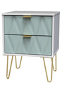 Diamond 2 Drawer Bedside Cabinet with Hairpin Legs - Welcome Furniture