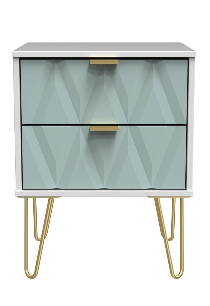 Diamond 2 Drawer Bedside Cabinet with Hairpin Legs - Welcome Furniture