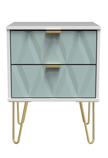 Diamond 2 Drawer Bedside Cabinet with Hairpin Legs - Welcome Furniture