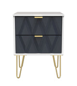 Diamond 2 Drawer Bedside Cabinet with Hairpin Legs - Welcome Furniture
