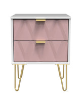 Diamond 2 Drawer Bedside Cabinet with Hairpin Legs - Welcome Furniture