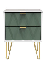 Diamond 2 Drawer Bedside Cabinet with Hairpin Legs - Welcome Furniture