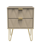Diamond 2 Drawer Bedside Cabinet with Hairpin Legs - Welcome Furniture