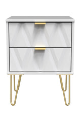 Diamond 2 Drawer Bedside Cabinet with Hairpin Legs - Welcome Furniture