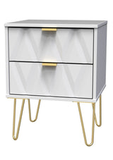Diamond 2 Drawer Bedside Cabinet with Hairpin Legs - Welcome Furniture