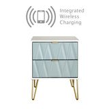 Diamond 2 Drawer Bedside Cabinet with Wireless Charging - Welcome Furniture