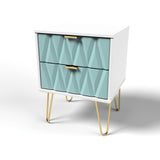 Diamond 2 Drawer Bedside Cabinet with Wireless Charging - Welcome Furniture