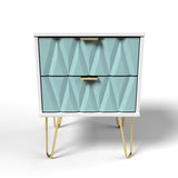 Diamond 2 Drawer Bedside Cabinet with Wireless Charging - Welcome Furniture