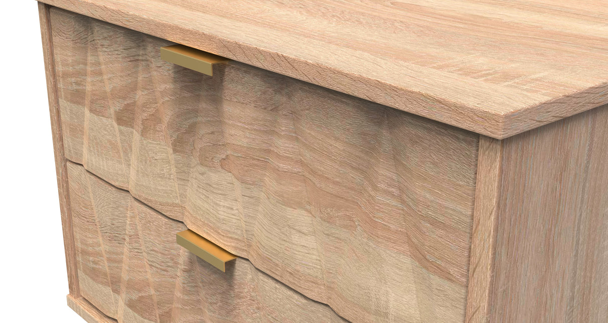 Diamond 2 Drawer Midi Chest with Gold Hairpin Legs - Welcome Furniture