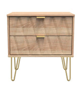Diamond 2 Drawer Midi Chest with Gold Hairpin Legs - Welcome Furniture