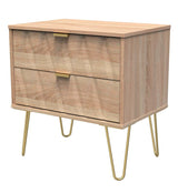 Diamond 2 Drawer Midi Chest with Gold Hairpin Legs - Welcome Furniture
