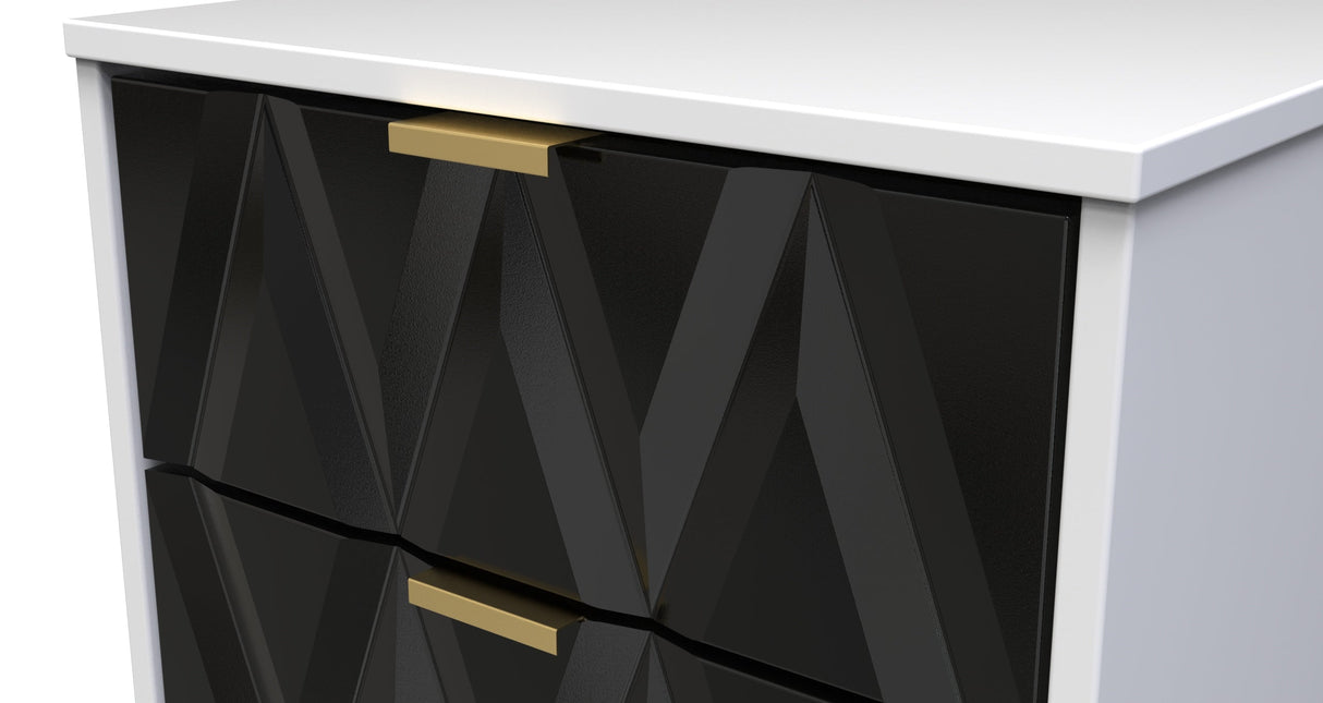 Diamond 2 Drawer Midi Chest with Gold Hairpin Legs - Welcome Furniture