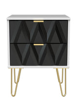 Diamond 2 Drawer Midi Chest with Gold Hairpin Legs - Welcome Furniture