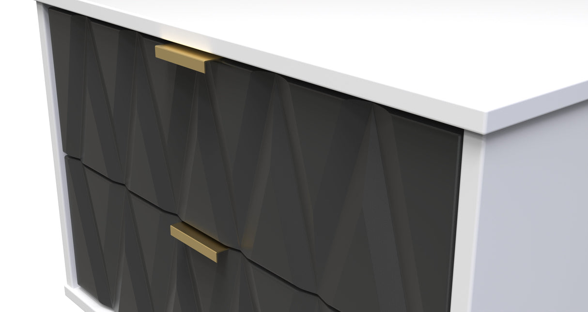 Diamond 2 Drawer Midi Chest with Gold Hairpin Legs - Welcome Furniture