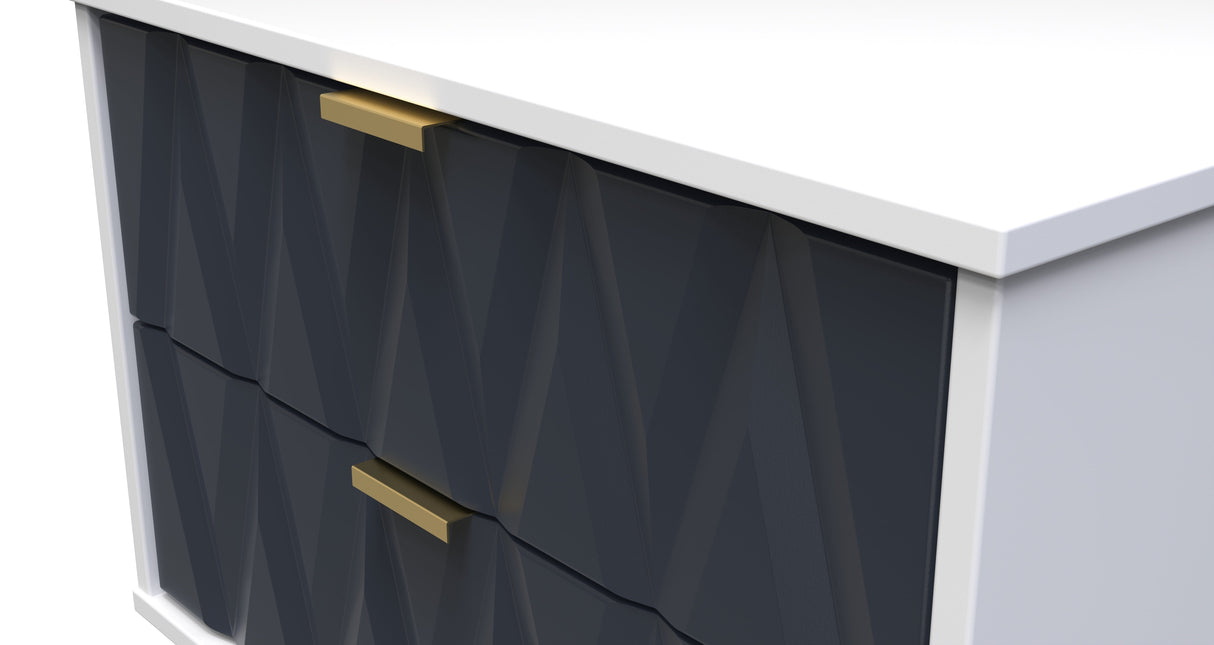 Diamond 2 Drawer Midi Chest with Gold Hairpin Legs - Welcome Furniture
