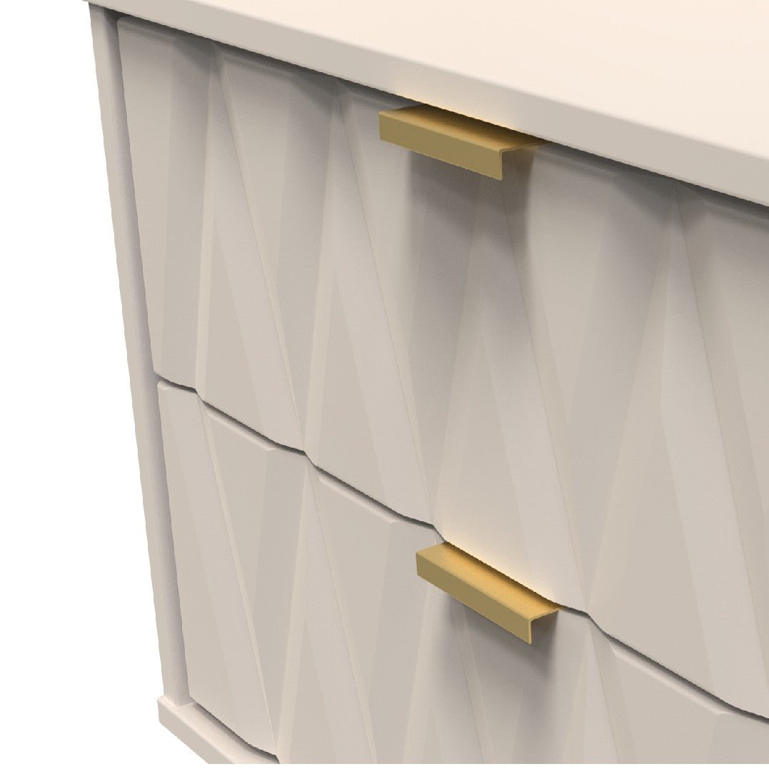 Diamond 2 Drawer Midi Chest with Gold Hairpin Legs - Welcome Furniture
