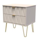 Diamond 2 Drawer Midi Chest with Gold Hairpin Legs - Welcome Furniture