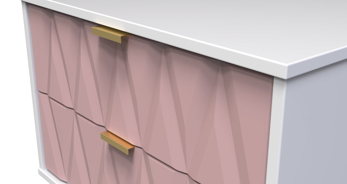 Diamond 2 Drawer Midi Chest with Gold Hairpin Legs - Welcome Furniture