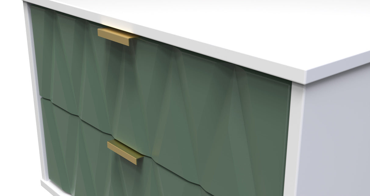 Diamond 2 Drawer Midi Chest with Gold Hairpin Legs - Welcome Furniture