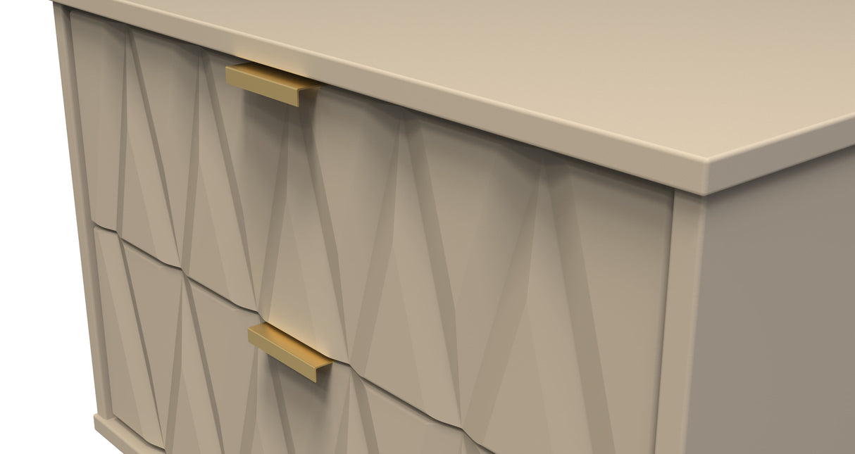 Diamond 2 Drawer Midi Chest with Gold Hairpin Legs - Welcome Furniture