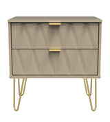 Diamond 2 Drawer Midi Chest with Gold Hairpin Legs - Welcome Furniture
